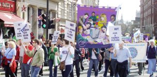 NUT members marching on the April 14 ‘Defend the Welfare State’ demonstration in London