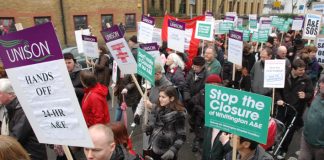 Demonstration last February against the closure of the Whittington Hospital in North London