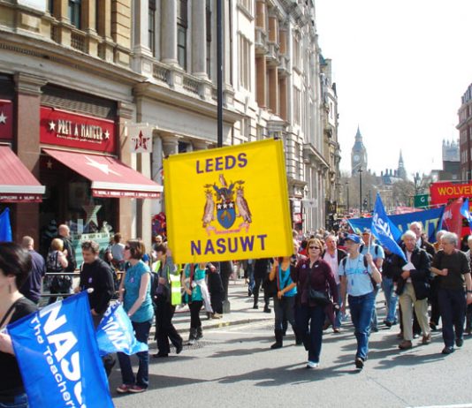 NASUWT banner on the April 11 ‘Defend the Welfare State’ demonstration in London