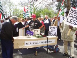 Barnet residents demonstrate in April against the council’s abolition of full-time sheltered housing wardens