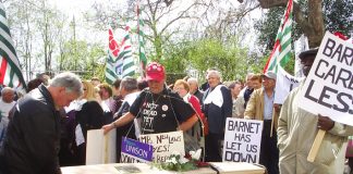 Barnet residents demonstrate in April against the council’s abolition of full-time sheltered housing wardens