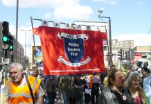 NASUWT members marching in London – the union has condemned the latest attack on teachers