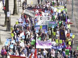 Front of the ‘Defend the Welfare State’ demonstration in April