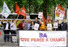 Airline workers from France and Spain are supporting the BA cabin crew while Unite leaders are pleading for peace