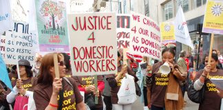 Domestic workers demanding a living wage on this year’s May Day march through London