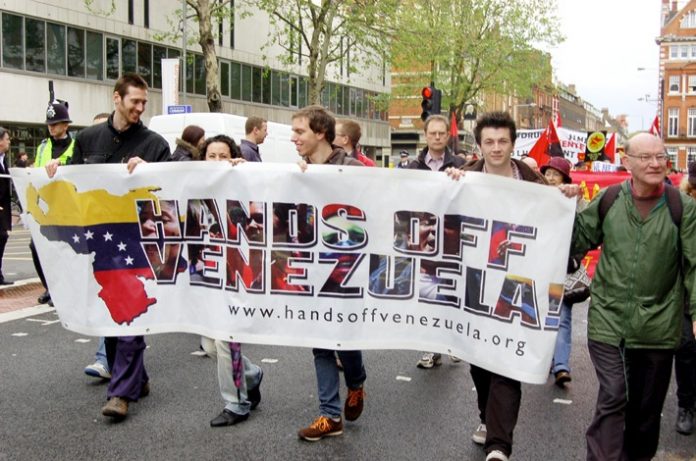 Marching in London in support of Venezuela