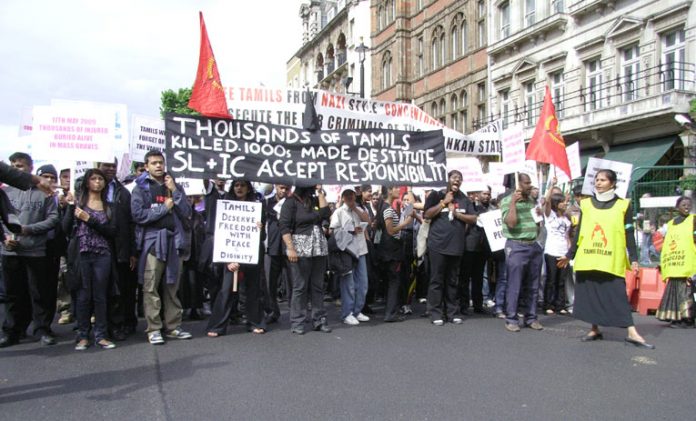 London demonstration in June last year against the slaughter of Tamils by the Sri Lankan army