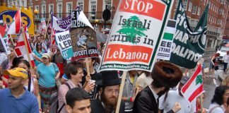 March in London in July 2006  in defence of Lebanon after the Israeli invasion