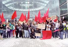 Young Soialists demonstrating in Norwich demanding jobs for youth, free state education and an end to state repression of young people