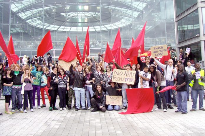 Young Soialists demonstrating in Norwich demanding jobs for youth, free state education and an end to state repression of young people