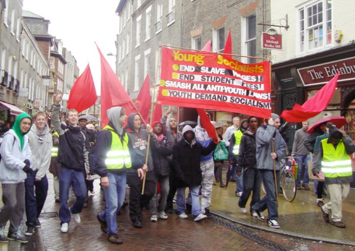 Young Socialist marchers in Cambridge last year demanding jobs and a future