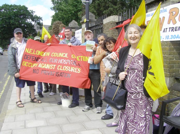 A section of yesterday’s North East London Council of Action picket determined to keep Chase Farm Hospital open