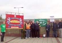 Waltham Forest UNISON members brought their banner to show their support for strikers in Leytonstone yesterday