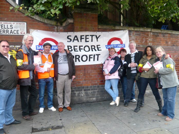 Confident pickets at Finsbury Park station