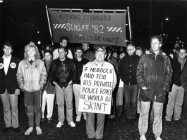 Sacked printers had to face Murdoch’s allies, the Thatcher government and mass ranks of riot police every day for a year. It was in this year-long struggle that News International forged its special relationship with the capitalist state