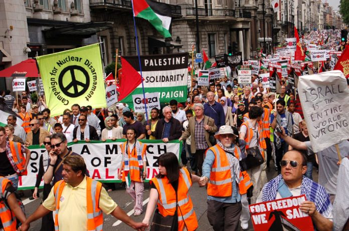 Tens of thousands marched to condemn Israel’s massacre of aid workers on the ‘Mavi Marmara’ ship in June. A new convoy has now departed from London