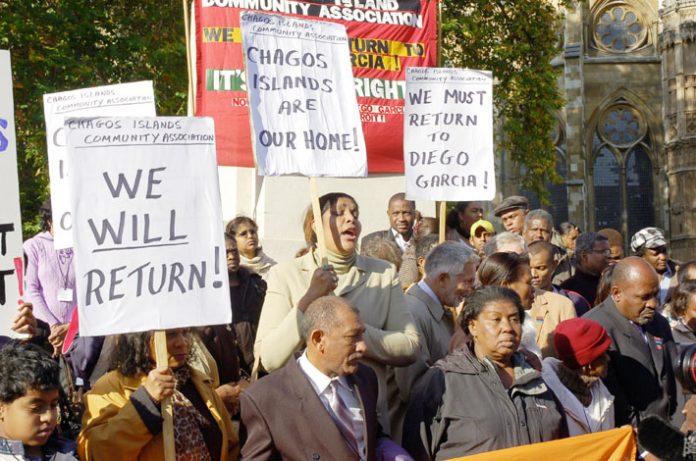 HENGRIDE PERMAL (centre) leader of the Chagos Islands Community Association lobbying the House of Lords in October 2008