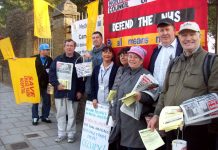 Part of yesterday’s monthly picket at Chase Farm Hospital