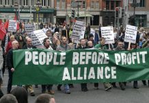 Irish workers march through Dublin against the cost of bailing out the banks