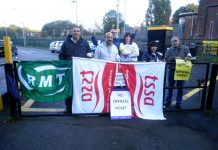 RMT and TSSA pickets at Rayners Lane depot during the strike on September 7th