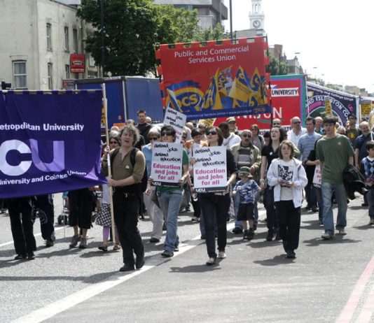 UCU lecturers and students were joined by other public sector unions to march against cuts at London Metropolitan University last year, it is now feared to face closure