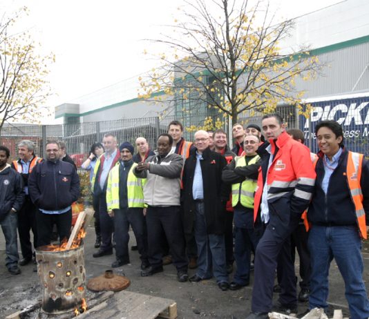 CWU pickets outside East London Mail Centre in October last year