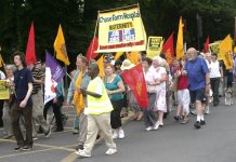 Maternity nurses marching in Enfield to save Chase Farm Hospital where the Maternity Department is currently ‘under review’