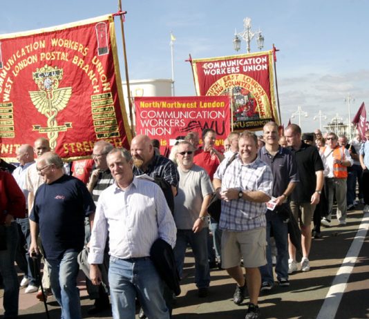 CWU members marching to lobby last year’s Labour Party conference
