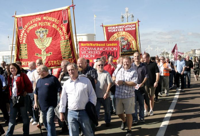 CWU members marching to lobby last year’s Labour Party conference