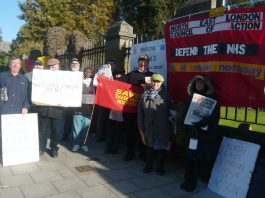 Pickets out early at Chase Farm Hospital last Thursday
