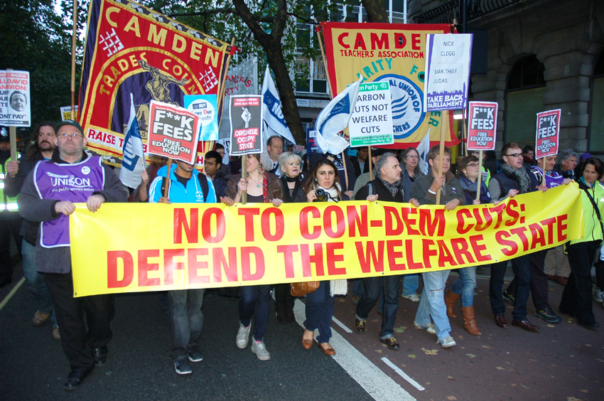 The march to defend the Welfare State last Wednesday – Miliband will support the coalition’s disability benefit cuts