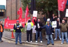 The CT Plus picket line in Hackney on their fourth Friday of strike action