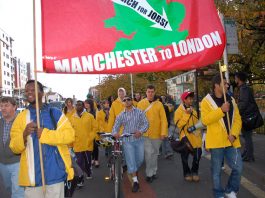 ‘YS March for Jobs’ on its way through Rushholme, Manchester on Saturday