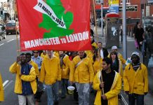 The YS March for Jobs from Manchester to London . . . was cheered by youth at Stockport college yesterday