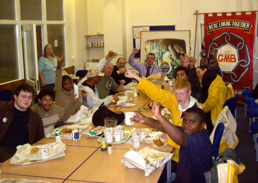 Sheffield GMB provided a smashing fish dinner and 100 per cent solidarity with the Young Socialist marchers yesterday mid-day