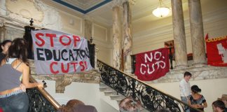 Goldsmiths students said they were fighting to stop the cuts to university funding and against the Tory-LibDem plans for £9,000 a year fees