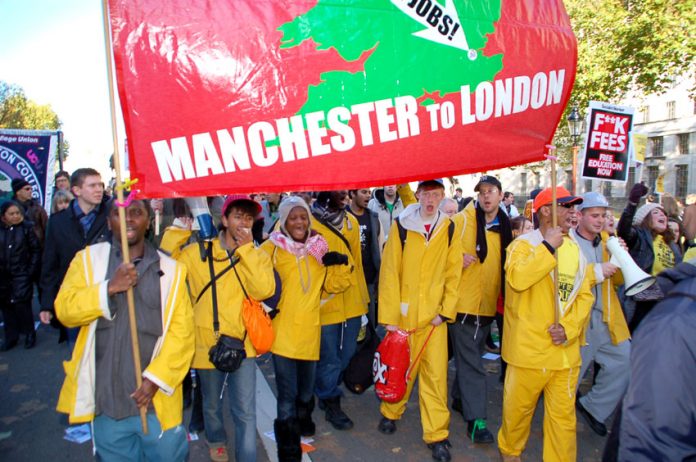 ‘Smash fees, restore grants, bring the government down’ shouted YS Manchester to London marchers, winning big support