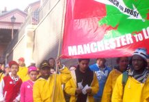 Young Socialist marchers making their way out of Birmingham on Saturday