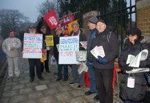 Yesterday’s picket at Chase Farm Hospital making the point that Enfield residents are ready to occupy their hospital to keep it open