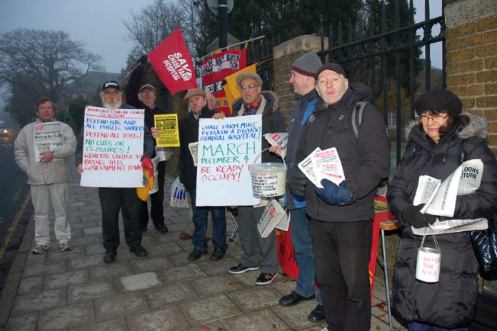 Yesterday’s picket at Chase Farm Hospital making the point that Enfield residents are ready to occupy their hospital to keep it open
