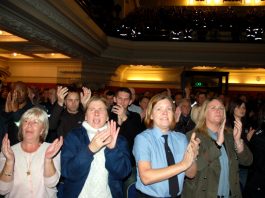 Firefighters Step Up The Campaign Against Vicious Cuts A section of the audience showing their support for the fight against cuts at Wednesday’s rally