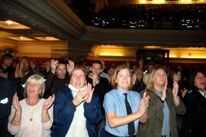 A section of the audience showing their support for the fight against cuts at Wednesday’s rally
