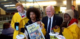Marchers with Luton MP KELVIN HOPKINS who voted against tuition fees in Parliament in 1997