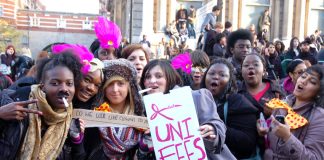 Students on yesterday’s march in Whitehall determined to end fees and get EMA grants back