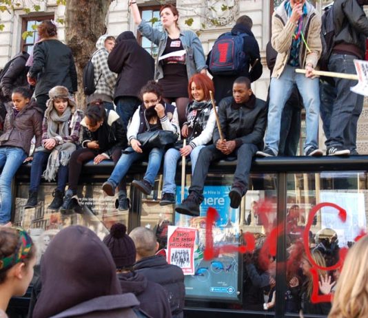 Students defy being ‘kettled’ by police in Whitehall on Wednesday