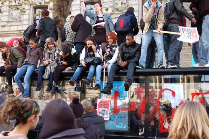 Students defy being ‘kettled’ by police in Whitehall on Wednesday
