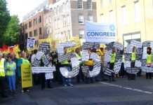 Irish Congress of trade Unions demonstration in Dublin in September highlighting the 455,000 unemployed – set for a massive increase with the austerity budget