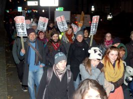 The Goldsmiths students’ march making its way from the college down to Lewisham Town Hall