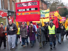 STOP THE CLOSURE! – get ready to occupy Chase Farm Hospital The front of Saturday’s march in Enfield demanding that Chase Farm Hospital be kept open