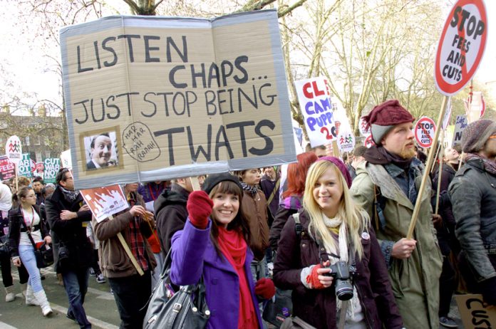 100,000 students marched through London last Thursday to protest against the huge education cuts and £9,000 fees